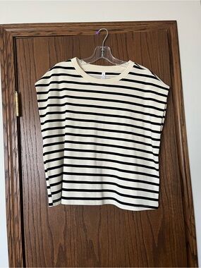 Wishlist Cream & Black Striped Short Sleeve Tee